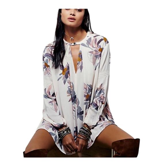 Free People Swing Dress Orchid Pink Floral Tunic Boho Chic Rayon w/Pockets Small - Picture 2 of 15